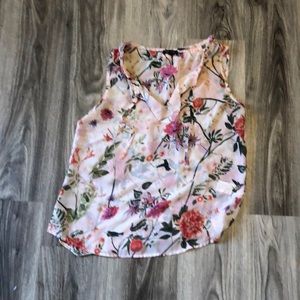 Pink shirt with pink and red flowers